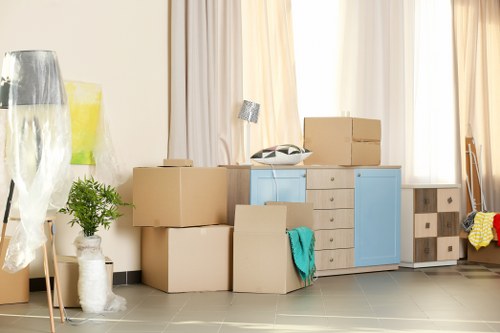 Professional packing and moving boxes prepared for a home move in Burntoak