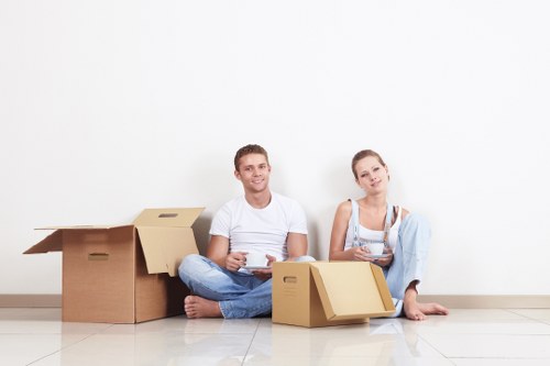 Packing and loading furniture into a removal van