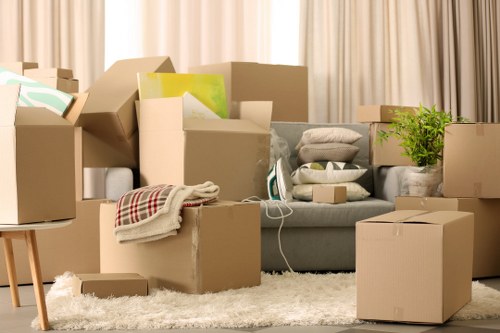 Furniture and boxes being moved from a flat in Burntoak