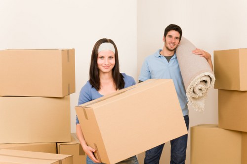 Packed moving boxes and furniture for a Burntoak home relocation